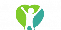 regain d’énergie regain d'énergie logo avec un coeur et une personne dedans levant les bras